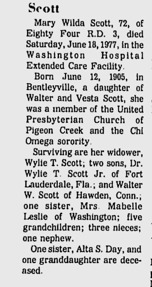 Mary Wilda Scot obituary